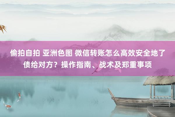 偷拍自拍 亚洲色图 微信转账怎么高效安全地了债给对方？操作指南、战术及郑重事项